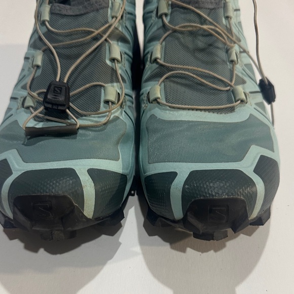 Salomon Speed Cross 5 hiking Shoes Green mint & Black bungee laces ortholite - Picture 6 of 8
